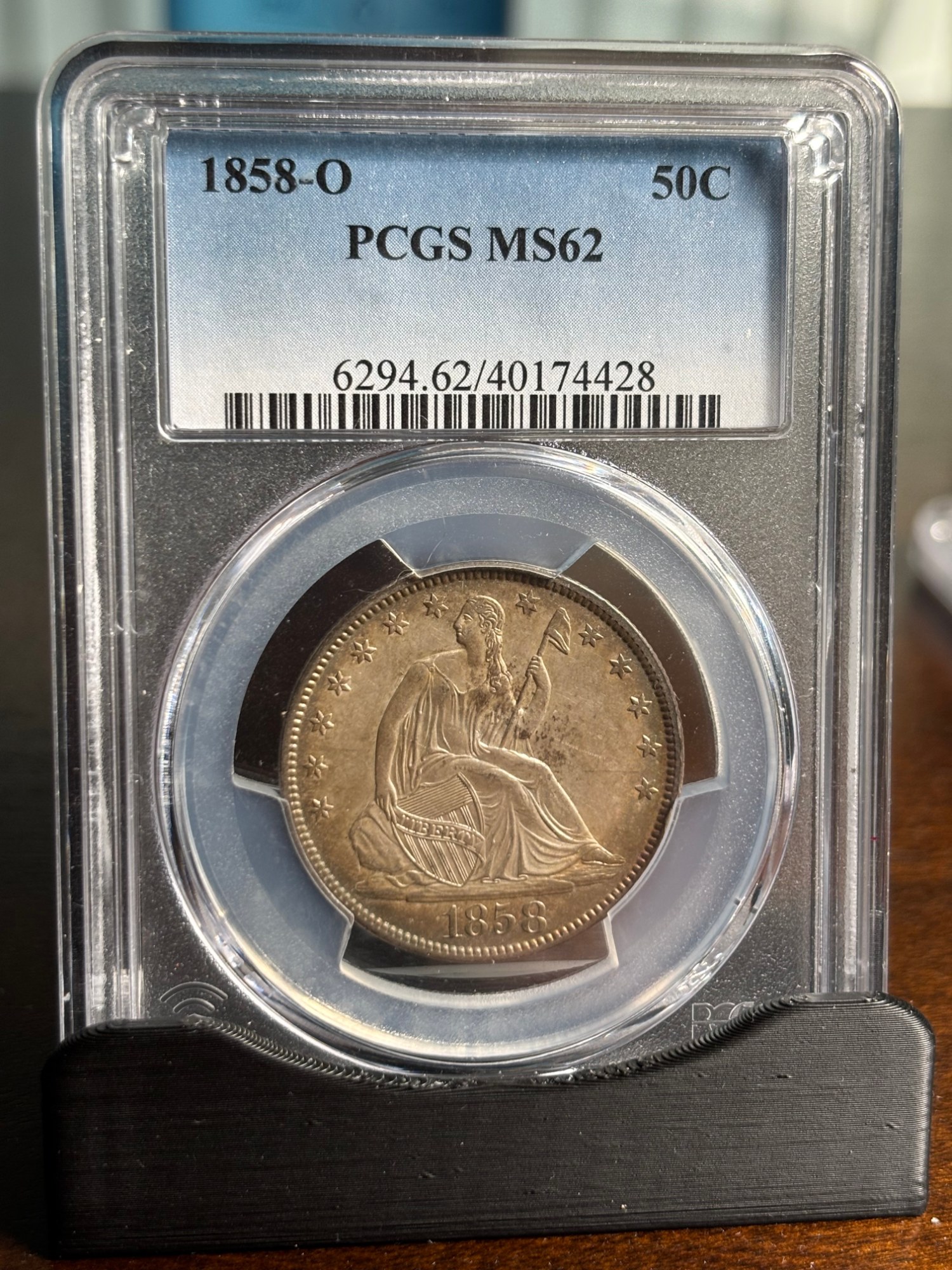 1858-O Seated Liberty 50C - PCGS MS62